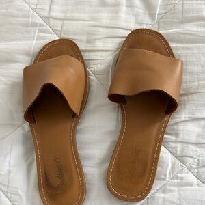 Madewell Brown Leather Slide Sandals